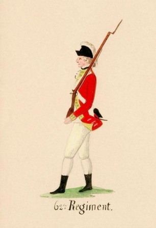 Rank and file soldier, 62nd Regiment, 1777 c1852 copy of a c1777 watercolor 